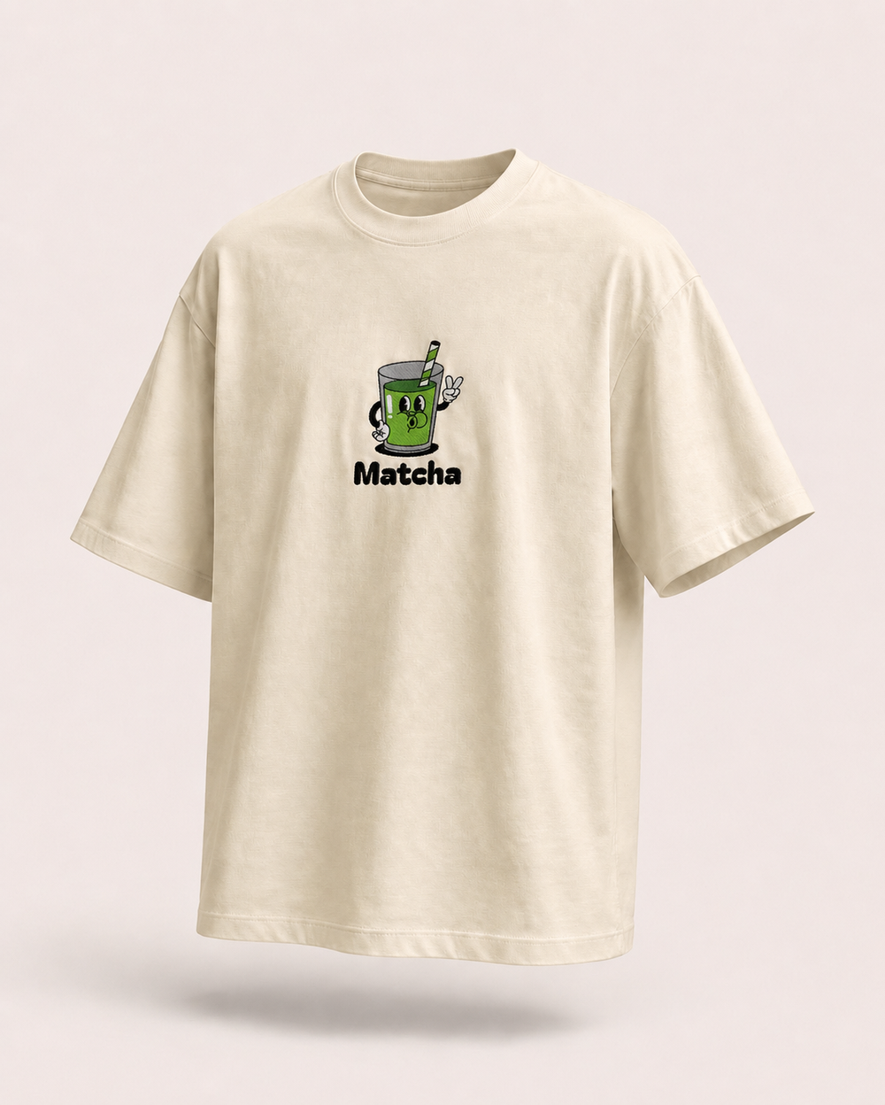 T-shirt MATCHA écru oversize 280 GSM avec broderie