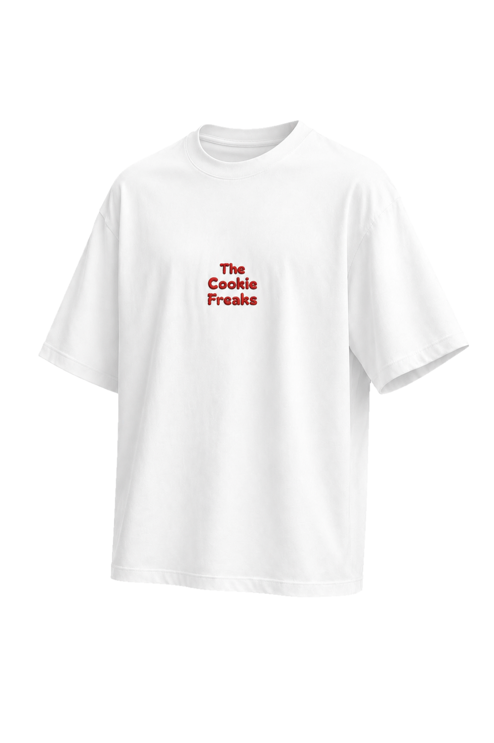 T-shirt personnalisé blanc oversize 280 GSM avec exemple de broderie