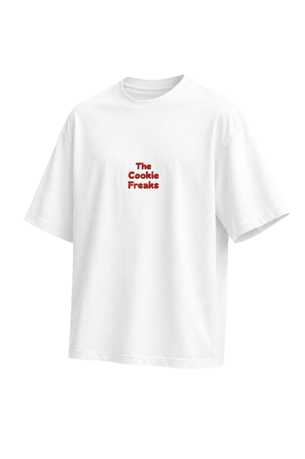 T-shirt personnalisé blanc oversize 280 GSM avec exemple de broderie